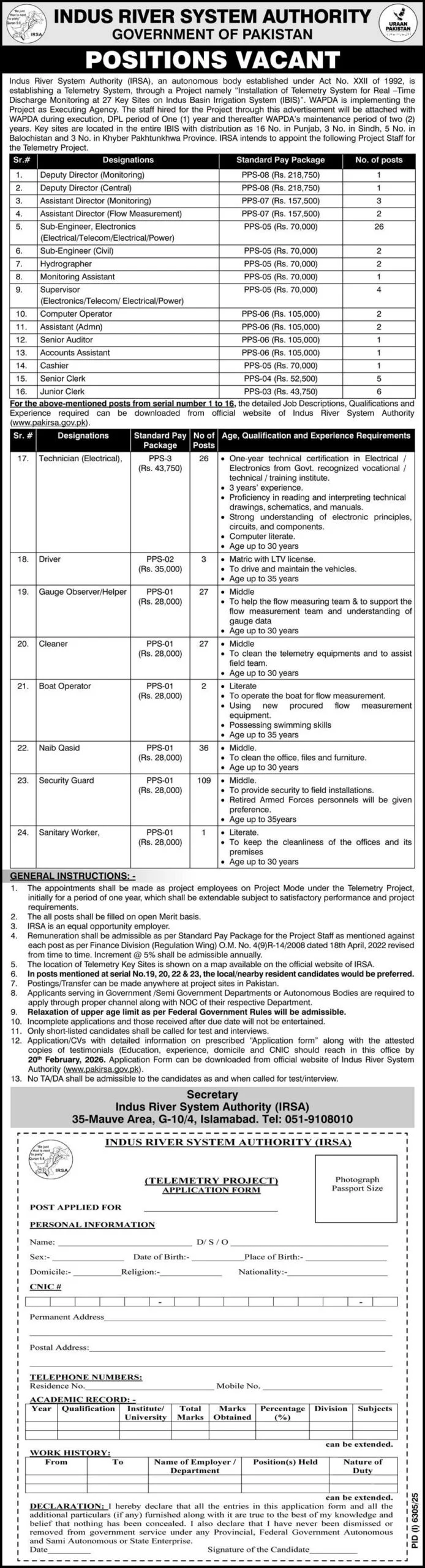 IRSA Jobs 2026 Advertisement 