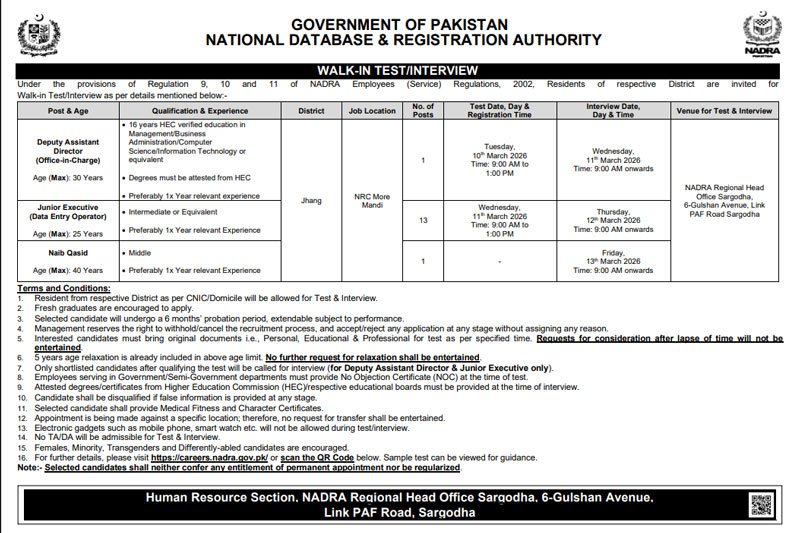 NADRA Jobs 2026 Advertisement