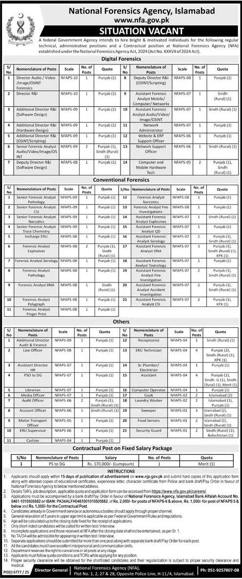 NFA Islamabad Jobs 2026 Advertisement
