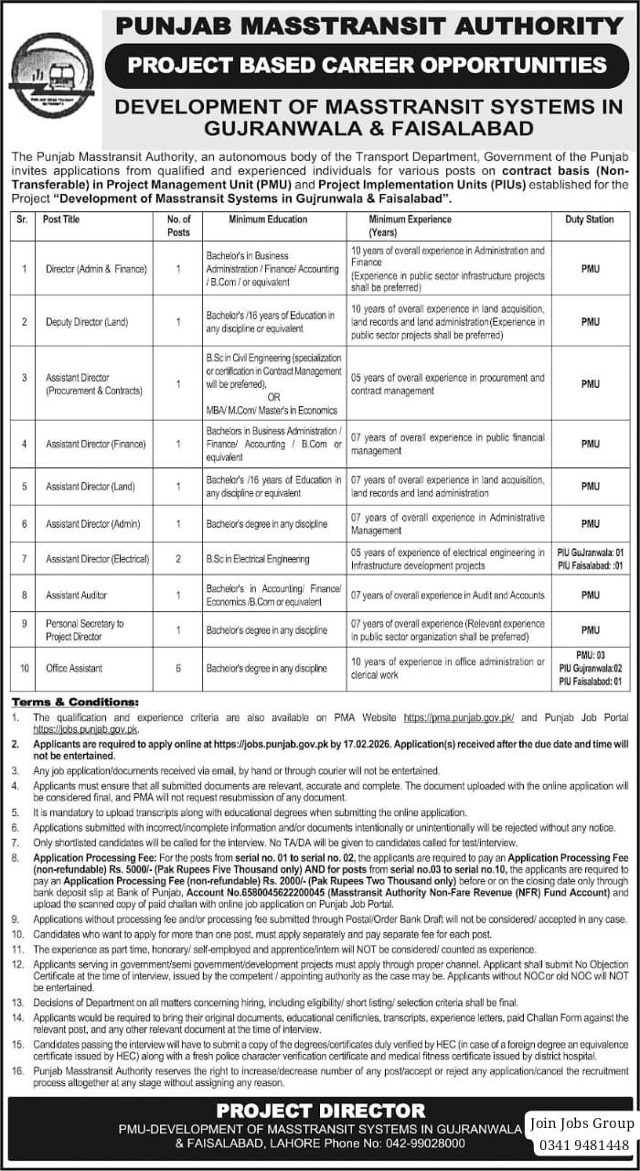 PMA Jobs 2026 Advertisement 