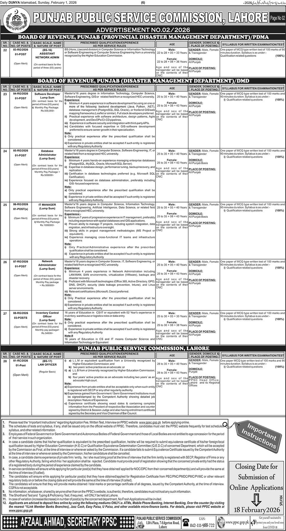 PPSC Jobs 2026 Advertisement 02