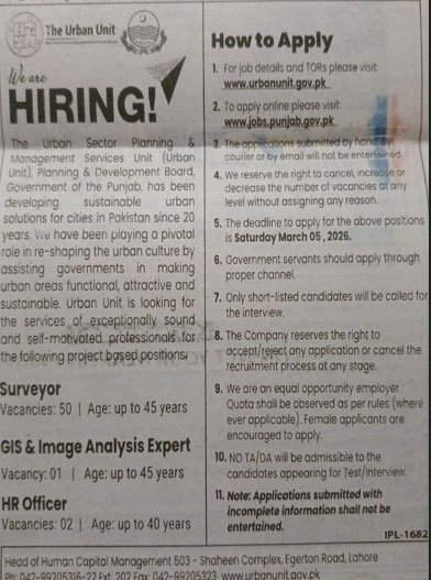 The Urban Unit Jobs 2026 Advertisement