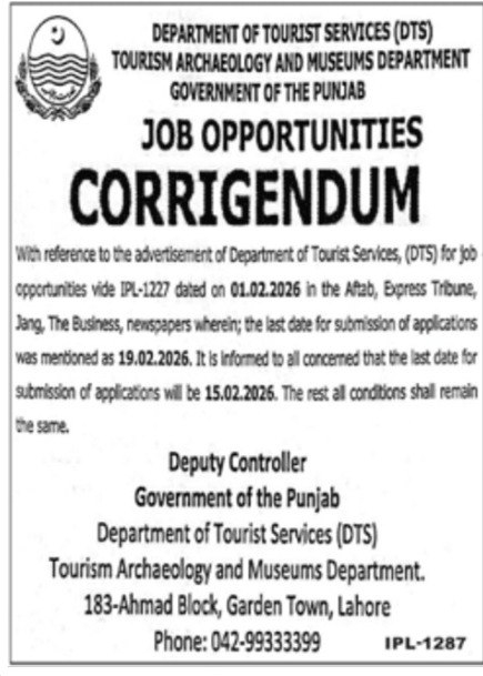 Tourism Department Punjab Jobs