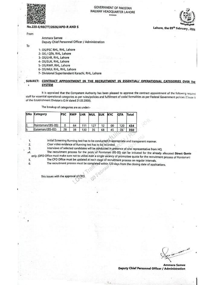 Upcoming Jobs in Pak Railway 784 Seats Advertisement 